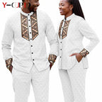 Conjunto Jacquard Africano Boda Pareja | Blusa y Pantalón | Tallas XS-6XL | Tico Trendy