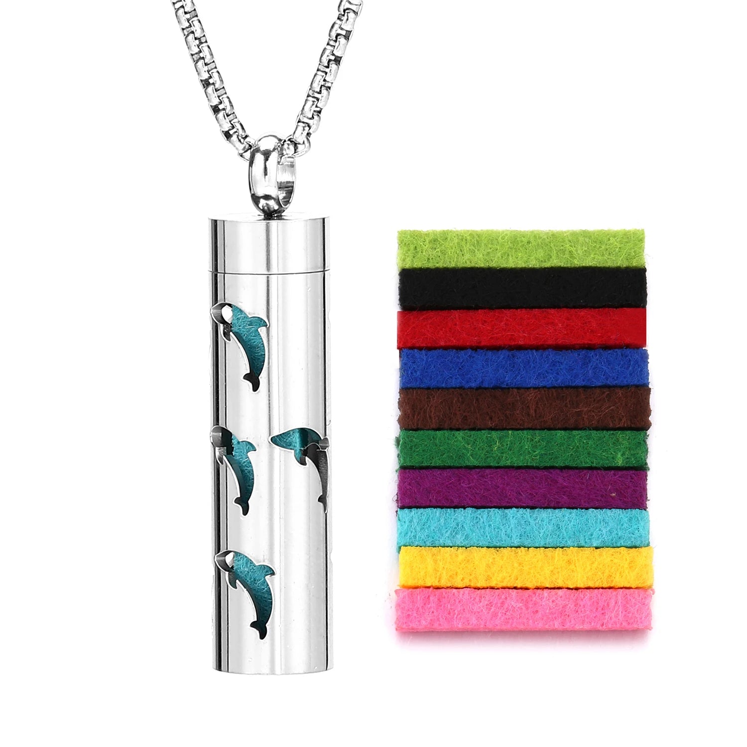 Ambientador de barra Vertical hueca de acero inoxidable, difusor de aceite de Perfume, medallón, joyería, colgante, collar para mujeres, hombres y adolescentes