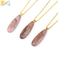 Colgante Gota Agua Piedra Natural Cristal Cadena Acero | Joyería Sanación