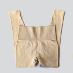 VEQKING Pantalones de yoga sin costuras para mujer, leggings deportivos de cintura alta con líneas delgadas, de secado rápido, elásticos, para gimnasio, correr, levantamiento de cadera, entrenamiento