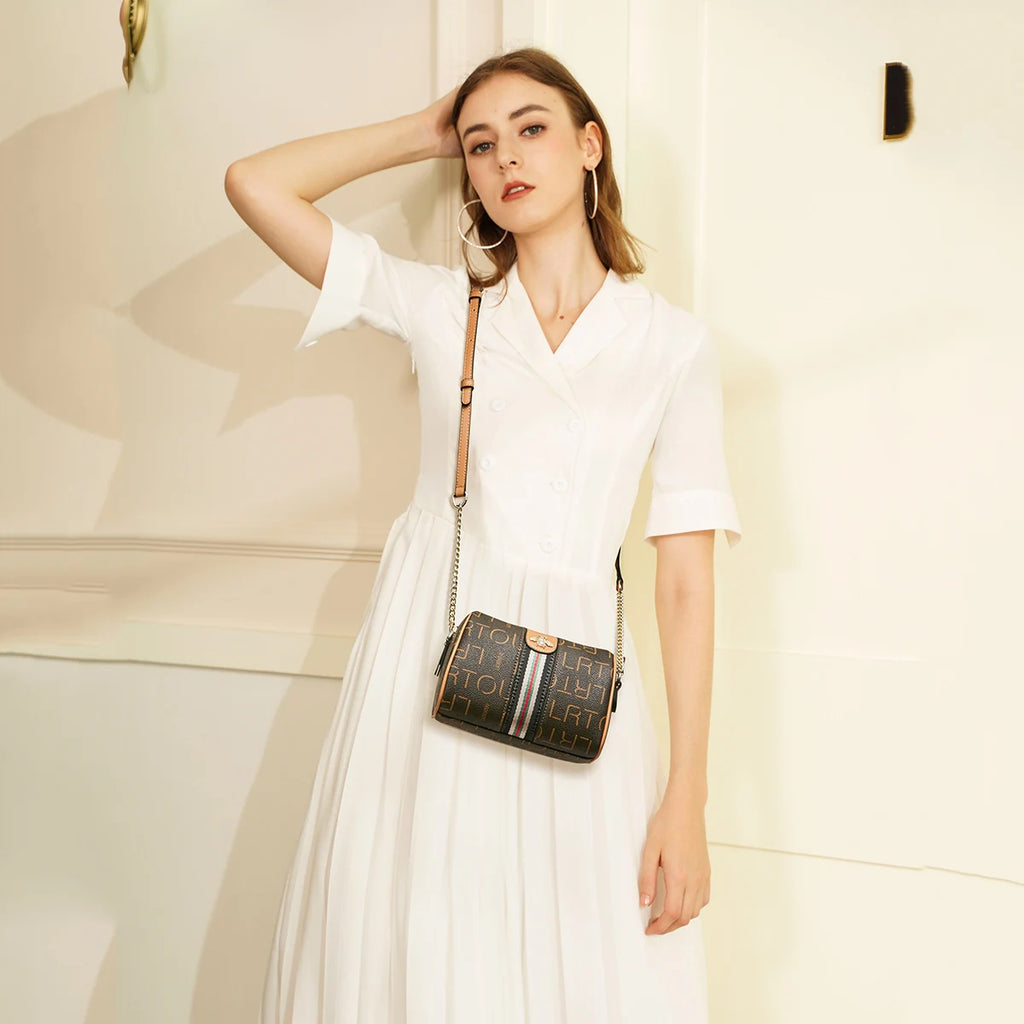LAORENTOU bolso cruzado Retro de cuero de PVC para mujer, bolso redondo de moda con parte trasera de hombro, regalo para novia, esposa, amante