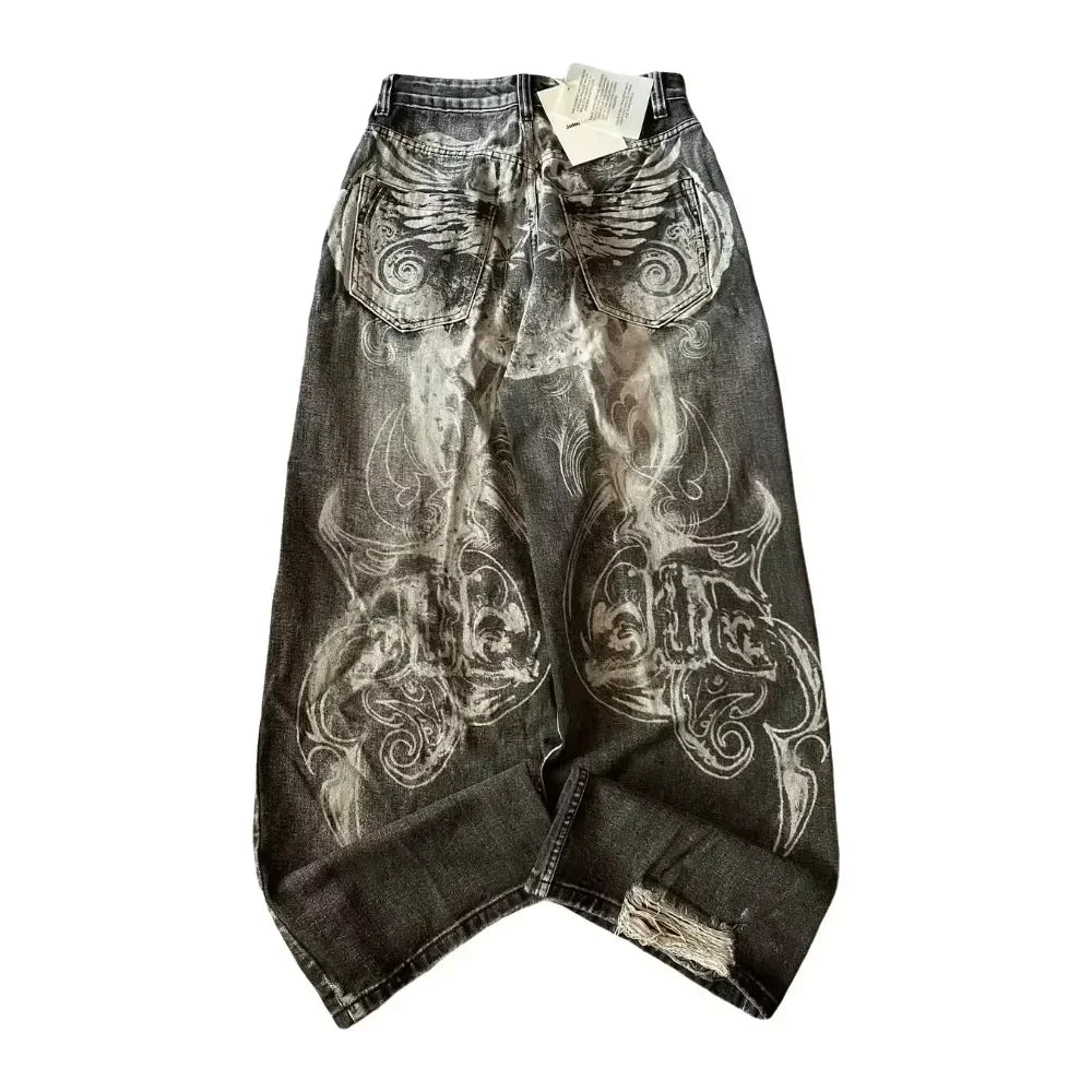 Jeans Y2K Lavado Multibolsillo | Holgado Pierna Ancha | Hip-hop Punk Vintage | Ticotrendy
