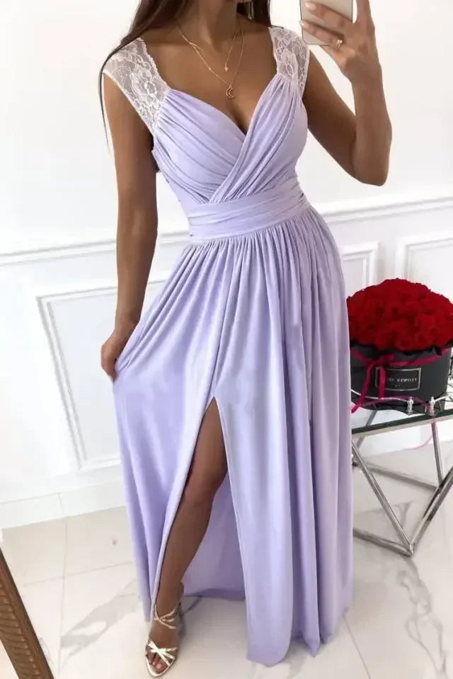Vestido de Verano 2025 con Encaje | Abertura y Escote en V | Elegante