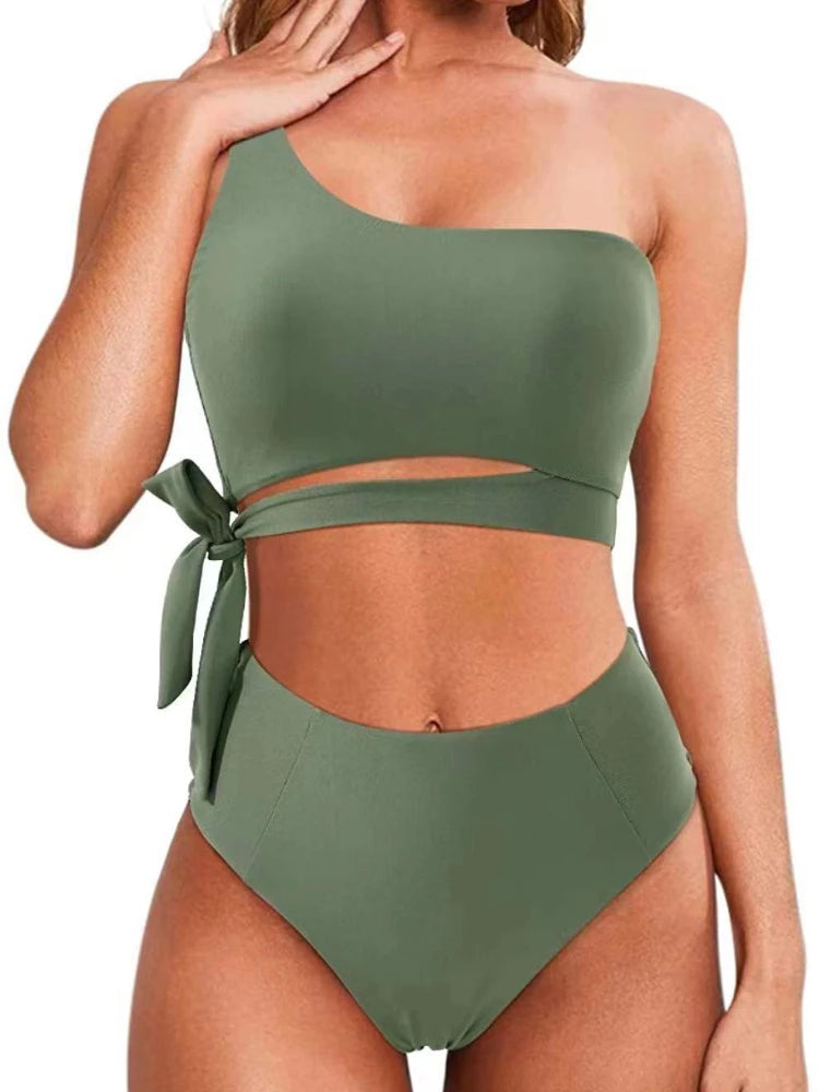 Bikini de Una Correa para Hombro - Traje de Baño Dividido