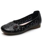 Mocasines de Cuero con Diseño Floral | Recortes Blancos | Planos | Informales