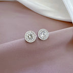 Pendientes redondos de circonita brillante de lujo de acero inoxidable para mujeres y hombres, pendientes geniales brillantes a la moda, accesorios de joyería, regalos