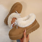 Botas De Nieve Piel Sintética Lazo De Cristal Moda Tica