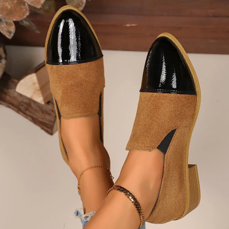 Zapatos de Tacón Bajo Leopardo | Tacón Cuadrado | Punta Estrecha | Talla Grande