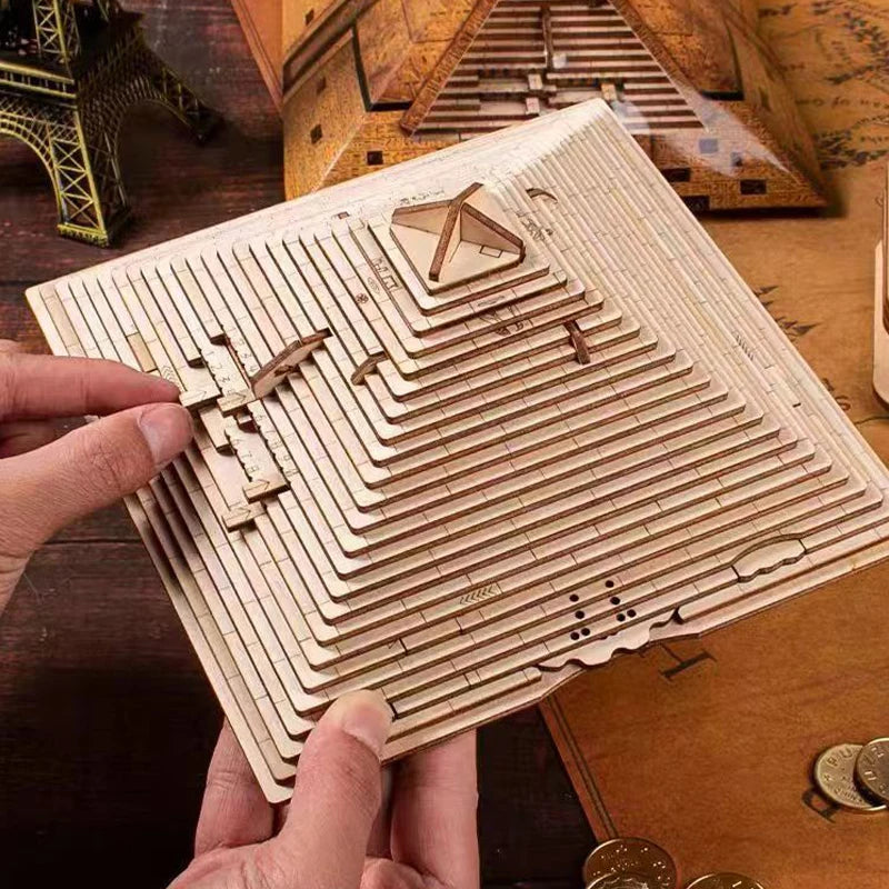 Regalo sorpresa, caja de rompecabezas piramidal Quest con compartimento oculto, juegos de rompecabezas para adultos y niños, juguetes creativos de prueba IQ