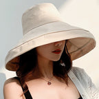 Sombrero con forma de cubo para mujer, sombrero de pescador panameño para las cuatro estaciones, ala grande, doble cara, Color sólido, visera, primavera y verano, 2025
