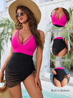 Bikini de Malla con Cordón 2025 | Una Pieza | Color Sólido