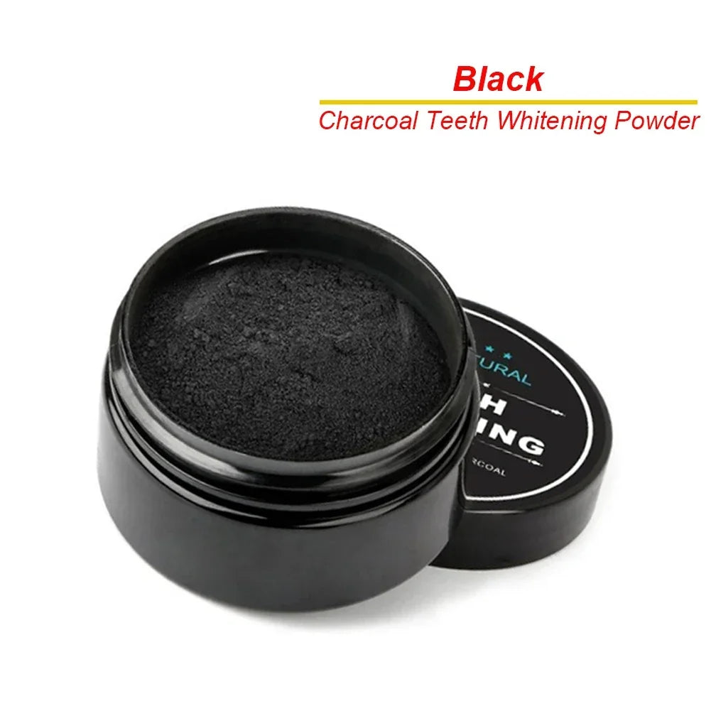 2 tipos de polvo para blanquear los dientes, carbón orgánico activado Natural, sabor a limón, polvo de enzimas para el aliento fresco, higiene bucal Dental
