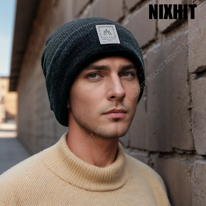 Gorro Punto Grueso Terciopelo Acrílico Cálido Térmico | Invierno Ajustable Casual Unisex