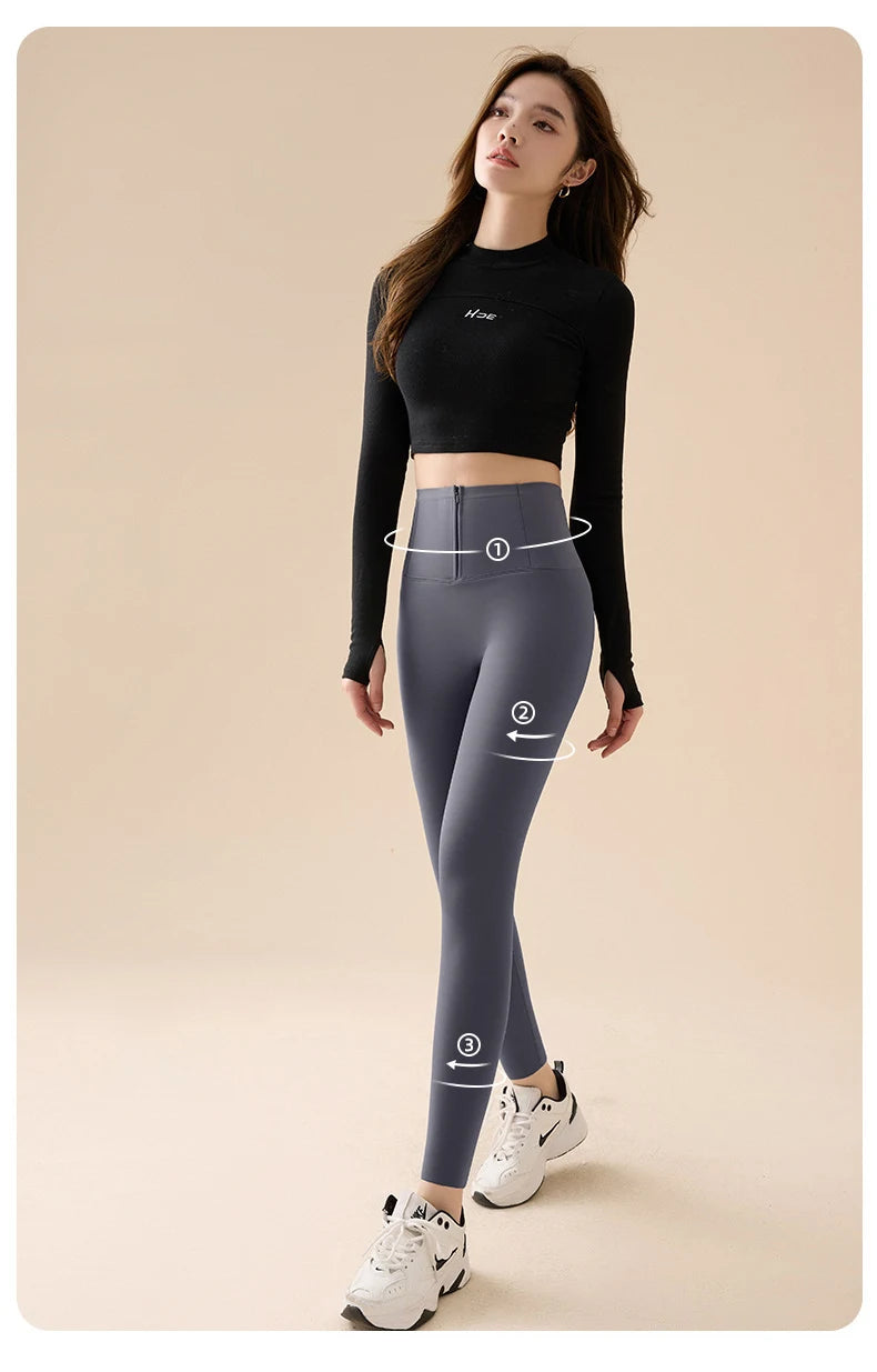 Leggings Piel Tiburón Polar Grueso | Moldeador Cremallera Cálida | Cintura Shaping OI | Ticotrendy