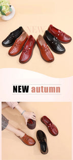 Mocasines Retro Marrones con Cuña | Cuero | Bailarinas Oxford | Talla Grande