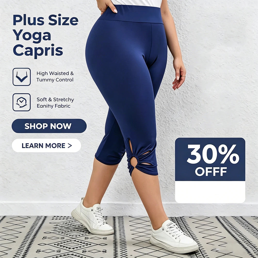 Leggings Elásticos Talla Grande | Pantalones Capri Sin Costuras | Cintura Elástica para Verano | Tico Trendy