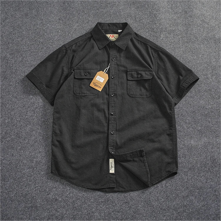 Camisa Informal Hombre | Algodón Retro | Bolsillo Tubo | Manga Corta | Ticotrendy