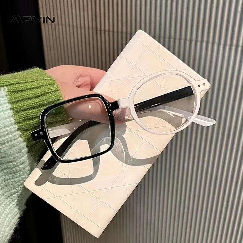 Montura Gafas Asimétricas Retro Redondas Cuadradas | Lentes Transparentes Unisex Ópticas