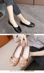 Mocasines de Cuero con Diseño Floral | Recortes Blancos | Planos | Informales