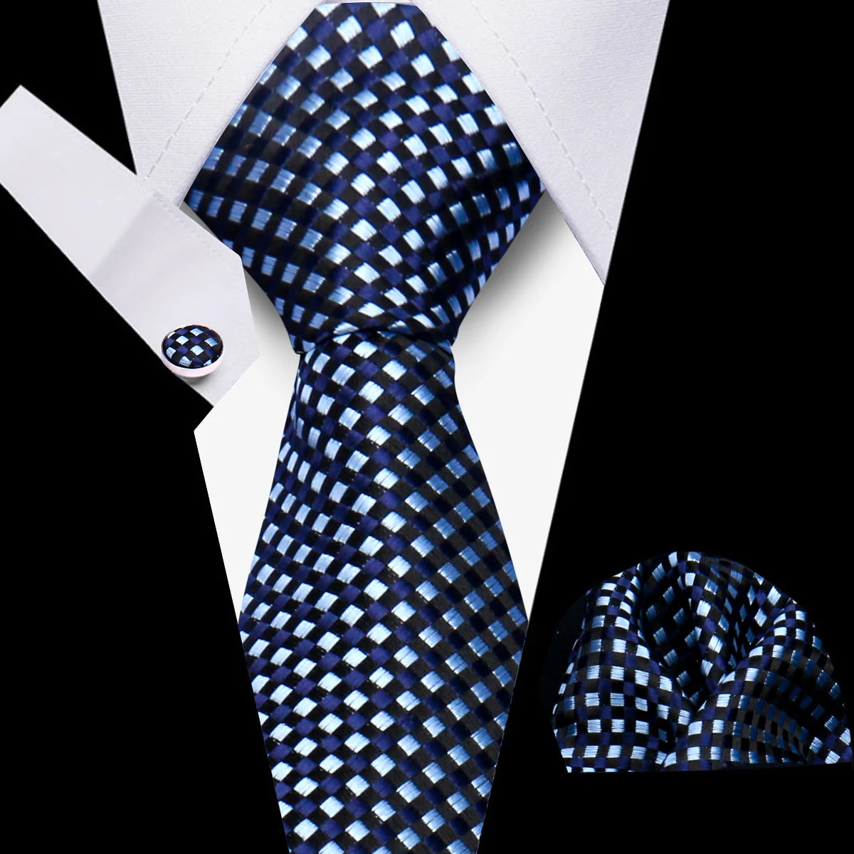 Conjunto Corbata Pañuelo Gemelos Negocios Boda Accesorio De Moda