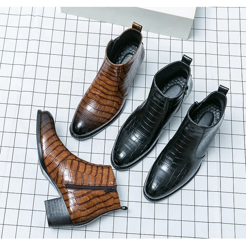 Zapatos Formales Hombre Ticotrendy Piel Dividida Boda Cómodos Con Cremallera | Punta Puntiaguda