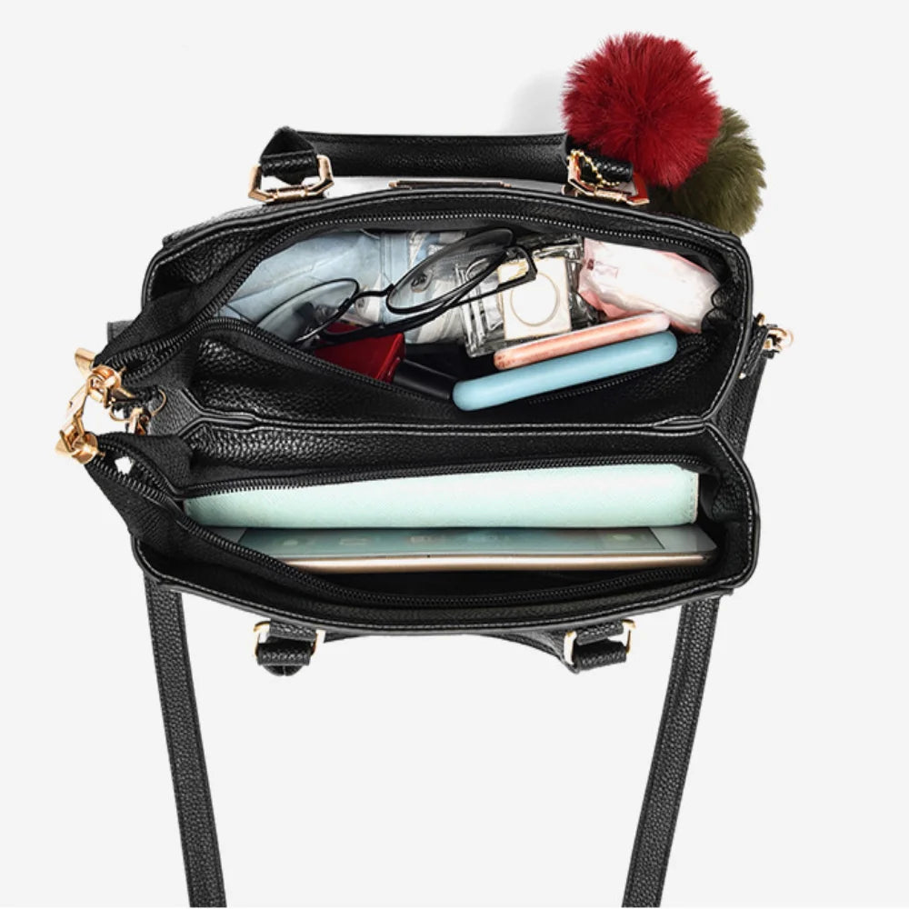 Bolso de Hombro de Gran Capacidad de PU con Bolsillo Abierto para Mujer