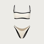 Bikini Colorblock con Ribete - Traje de Baño de Dos Piezas para Playa