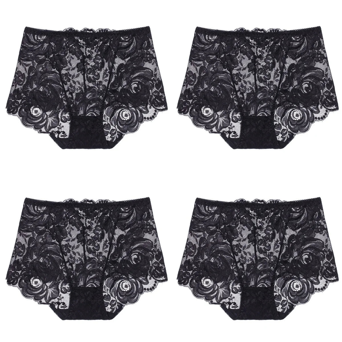 Set de Braguitas de Encaje | 4 Piezas | Talla Grande