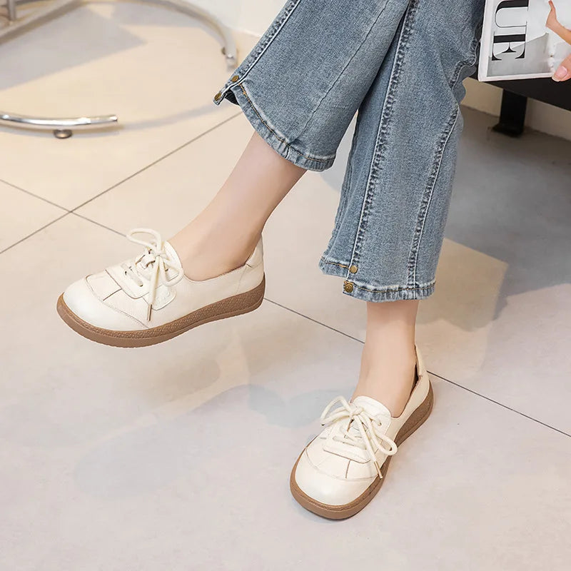 Mocasines Étnicos de Cuero Genuino | Talla Grande | Sin Cordones | Estilo Retro 2025