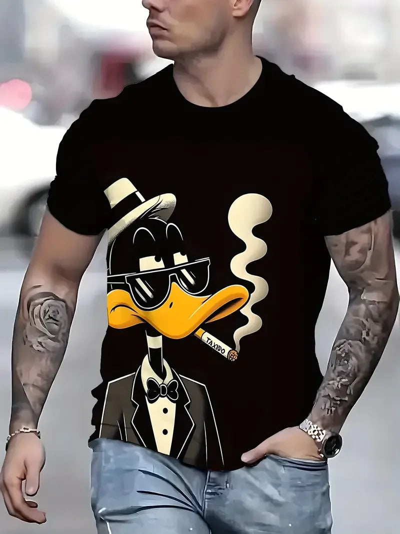 Camiseta Divertida Hombre Estampado Animal | Dibujos Animados Manga Corta Secado Rápido