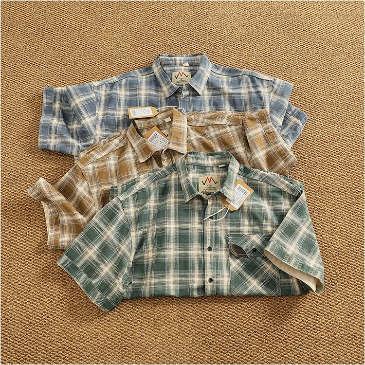 Camisa Casual Hombre | Cuadros Tartán | Algodón Puro | Manga Corta | Ticotrendy Costa Rica
