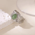 Anillo Ticotrendy Lujo | Ópalo Circón | Corazón Estrella Flor | Acero Oro