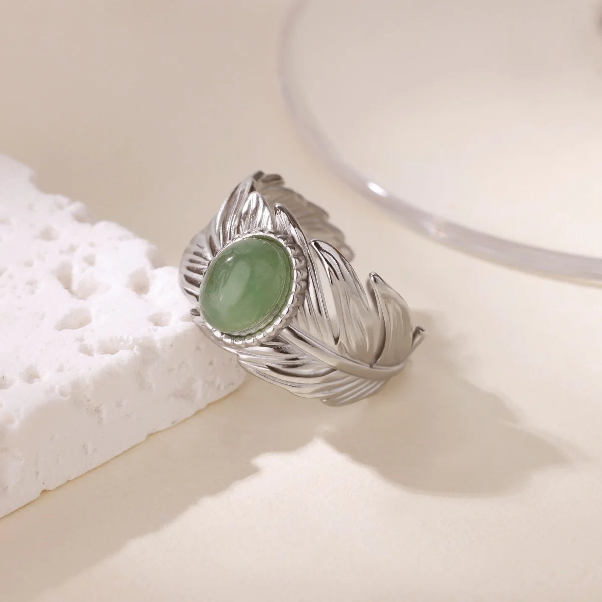 Anillo Ticotrendy Lujo | Ópalo Circón | Corazón Estrella Flor | Acero Oro