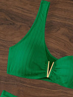 Bikini de Un Hombro y Tiro Alto - Conjunto Elegante para la Arena