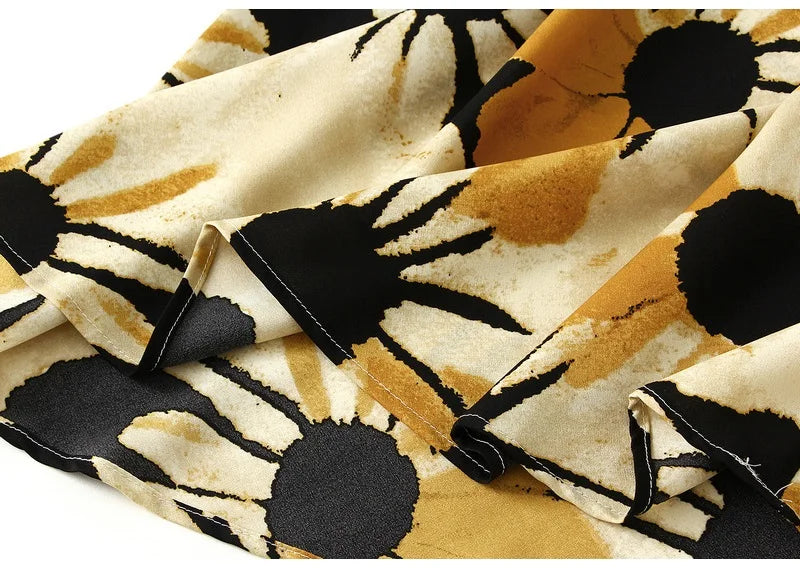 Falda Vintage de Satén | Estampado Floral Elegante