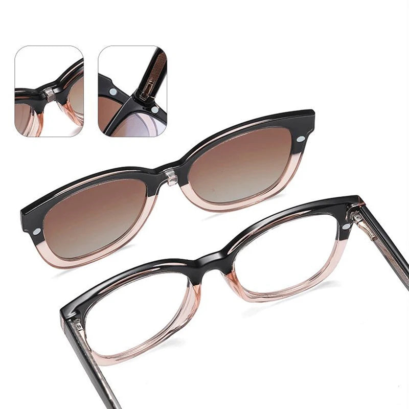 Gafas Ópticas Polarizadas 2 en 1 Clip Magnético | TR90 Titanio Miopía Graduadas Negocios