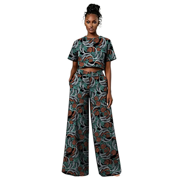 Conjunto Africano Top Corto y Pantalón Ancho