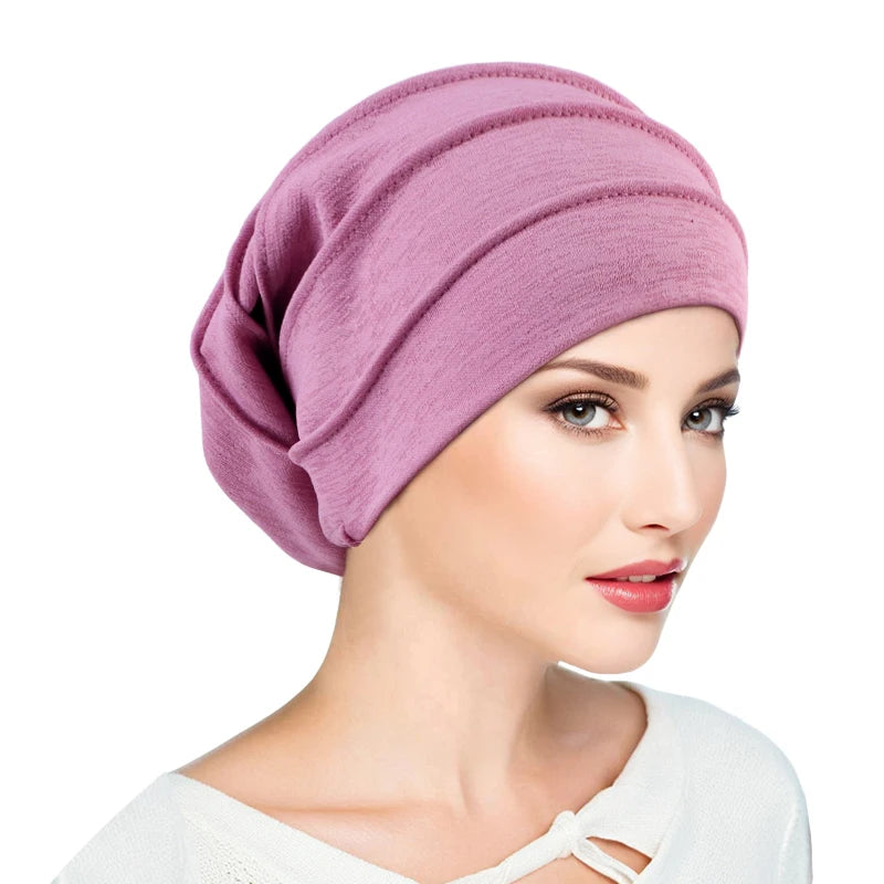 Gorro respirable para mujer, turbante Hijabs para mujer, gorro de tela elástica para la cabeza, gorro suave con volantes para quimio contra el cáncer, bufanda musulmana, venta al por mayor