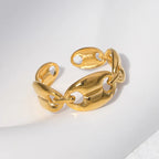 Anillos de café cubanos de Hip Hop para mujeres y hombres, anillos abiertos ajustables de acero inoxidable de Color dorado y plateado, accesorios de regalo
