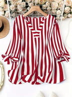 Camisa Cuadros Rayas Cuello V Plus Size | Manga Larga | Tallas 1XL-5XL | Tico Trendy