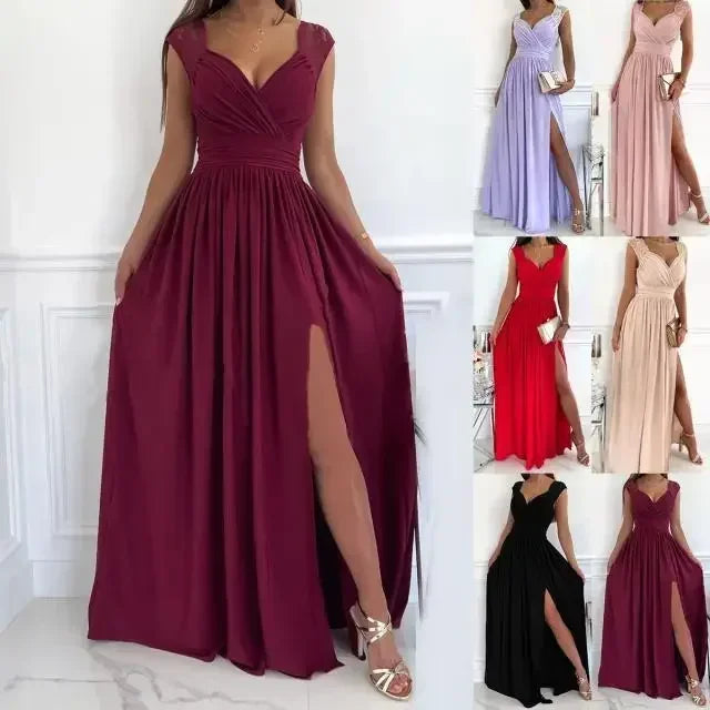 Vestido de Verano 2025 con Encaje | Abertura y Escote en V | Elegante