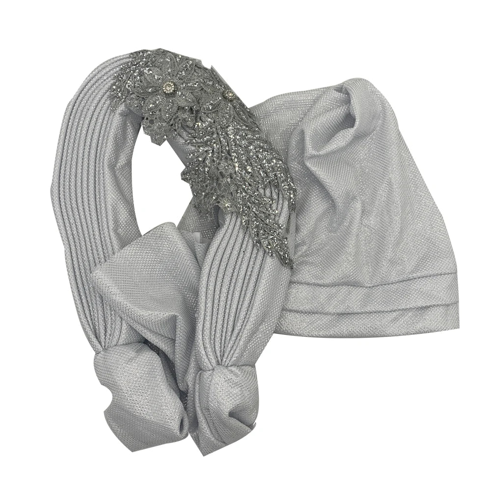 Turbante Africano con Encaje Bordado para Mujer