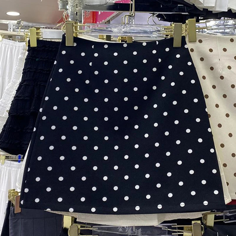 Falda Corta Acampanada | Estampado de Puntos | Estilo Coreano Retro