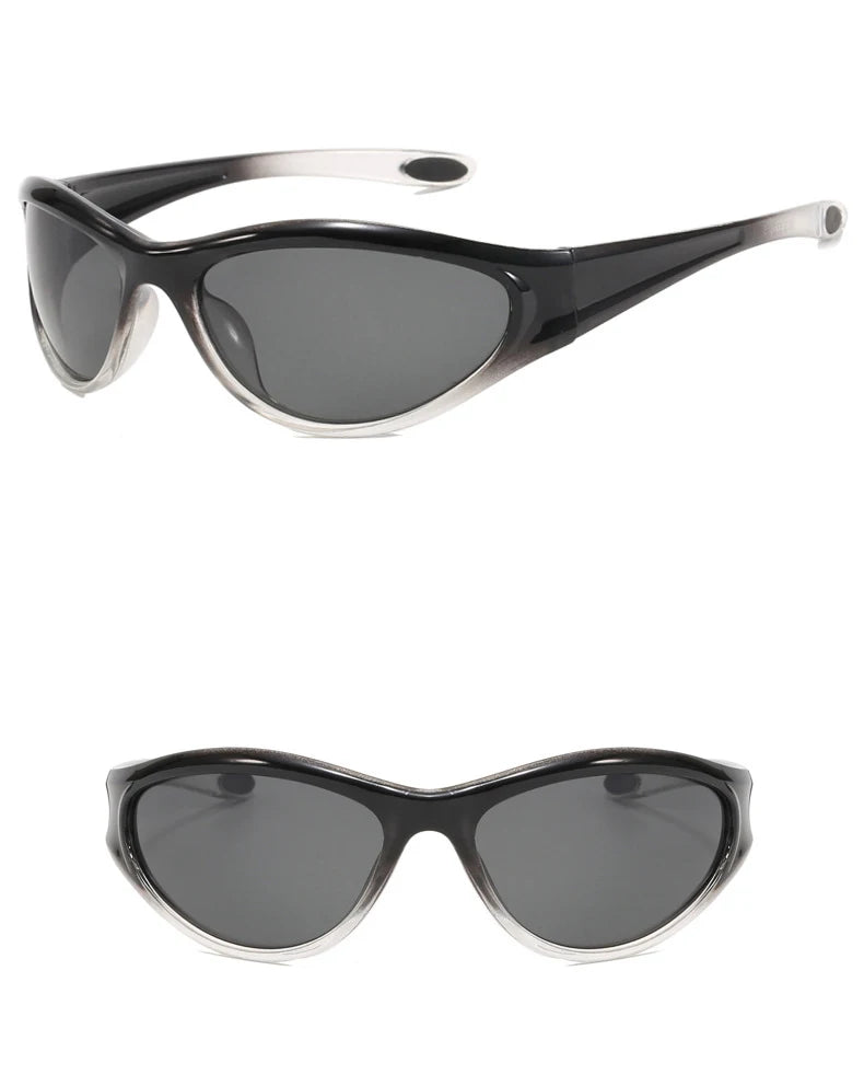 Gafas Sol Y2K Ovaladas Pequeñas Futuristas | Sentido Tecnología Gradiente UV400