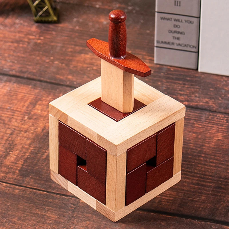 Caja de espada de rompecabezas mágico súper difícil, desmontaje de madera, prueba de inteligencia, acertijos desafiantes para adultos y niños, regalos únicos