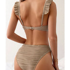 Bikini Push Up con Detalle Recortado y Volantes para Playa