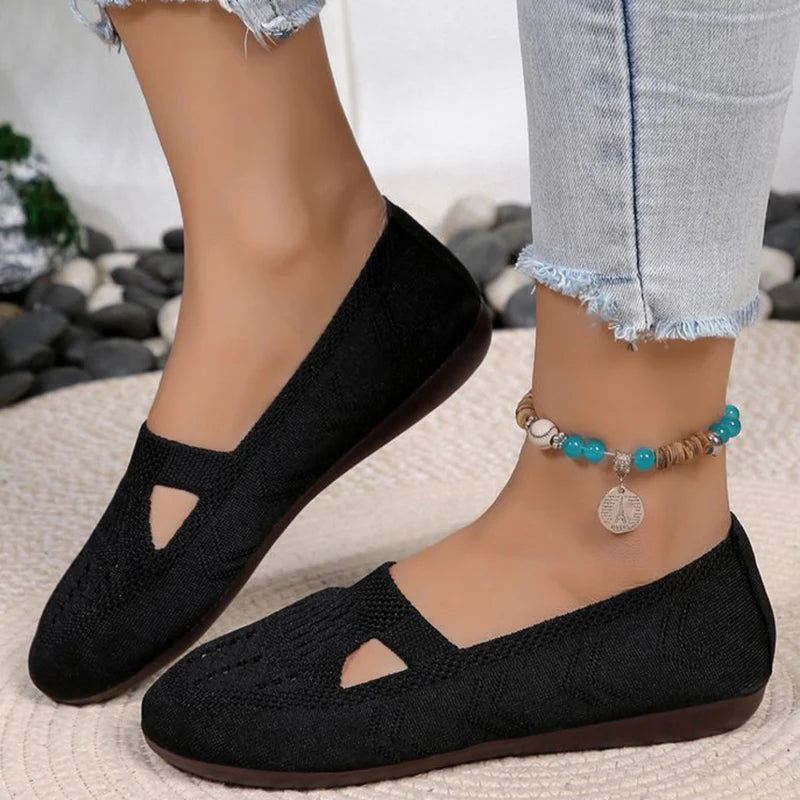 Zapatos Planos De Malla Transpirable Para Mujer | Tela Hueca Fondo Suave