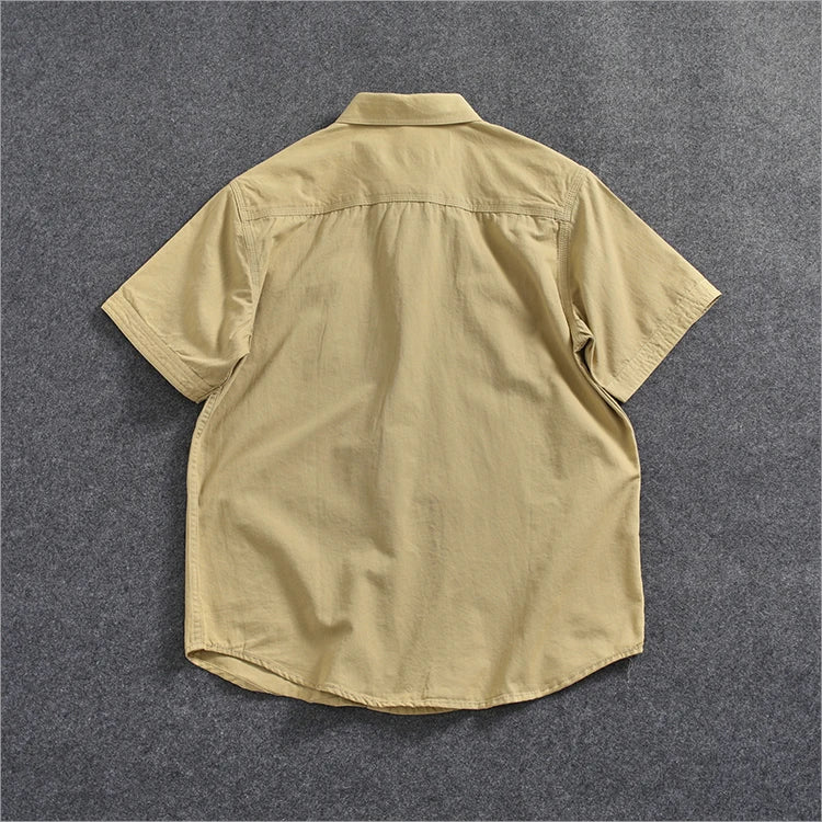 Camisa Informal Hombre | Algodón Retro | Bolsillo Tubo | Manga Corta | Ticotrendy