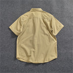 Camisa Informal Hombre | Algodón Retro | Bolsillo Tubo | Manga Corta | Ticotrendy