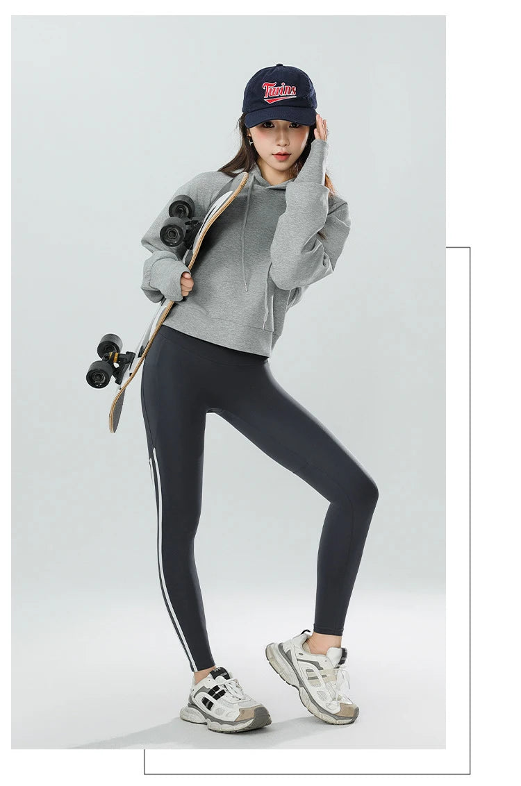 Mallas Piel Tiburón Raya Bolsillo | Cintura Alta Ajustado Fitness | Yoga Ciclismo Correr Otoño | Ticotrendy